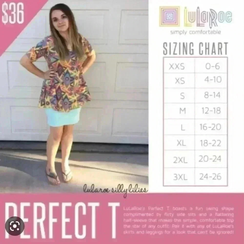 Lularoe small blue Perfect T with beautiful roses and‎ xoxo hugs & kisses! NWT - Picture 5 of 7